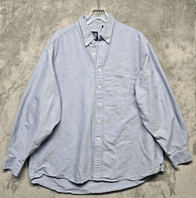 Gap Shirt Mens Large Blue Cotton Dress Shirt Button Down Casual