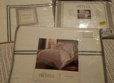 New LUXURY HOTEL "VALCOURT" WHITE/BLUE 3-PC FULL/QUEEN DUVET SET 230 MSRP NIP