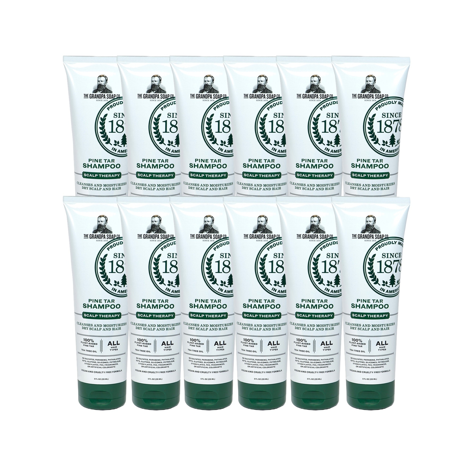 Grandpa's Pure Pine Tar Cleansing and Moisturizing Hair Scalp Shampoo Case of 12