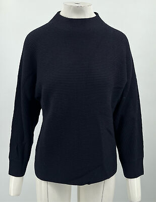 Dries Van Noten Navy Ribbed Wool Long Sleeve Sweater sz XS Dries Van Noten Navy Ribbed Wool Long Sleeve Sweater sz XS