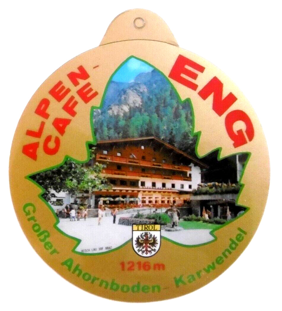 Souvenir-Aufkleber Großer Ahornboden Karwendel Cafe Eng Tirol Österreich 80er