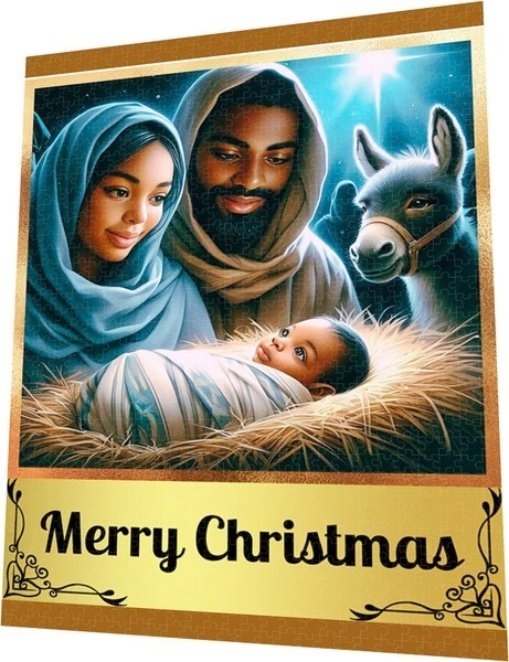 PUZZLE 20x28 inches (1000 Pieces) Afro-American Mary and Joseph with Jesus Child - Image 3 of 4
