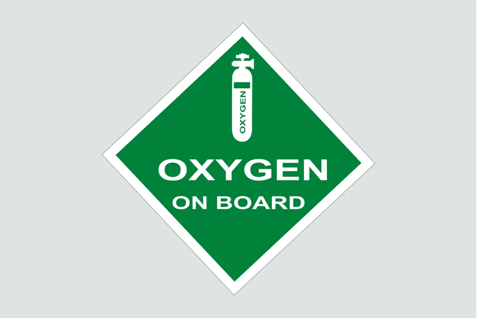 Oxygen On Board Laminated Vinyl Sticker Sign Transport Vehicle