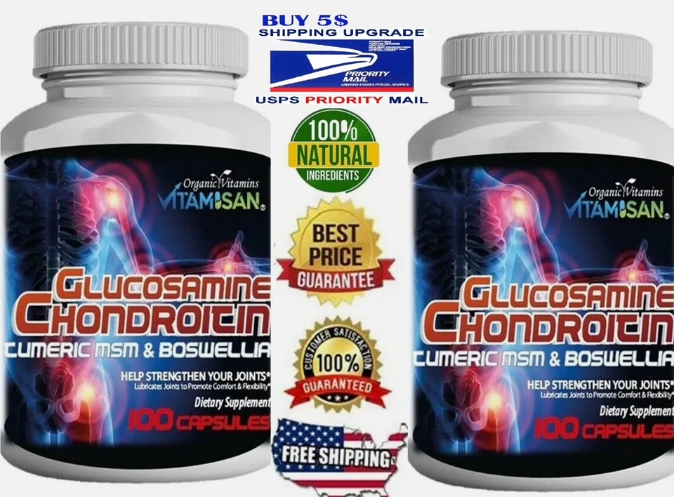 2X Glucosamina MSM Condroitina Cúrcuma Complejo de Salud Articular - 200 Cápsulas Foto 2 de 4