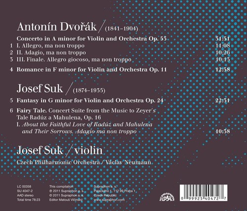DVORAK Violin Concerto, ROMANCE / SUK - FANTASY, FAIRY TALE Neumann CD NEW - Picture 2 of 2