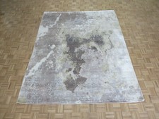 8'1 x 10 Hand Knotted Modern Abstract Gray Oriental Rug With Silk G9228