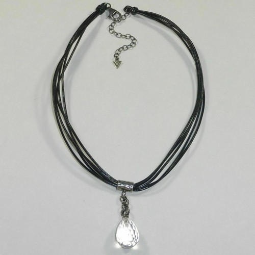 Collar Colgante de Cuarzo Facetado Silpada Plata Esterlina Cuero Negro N1494 WOW - Imagen 8 de 12