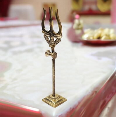 #ad #ad Shivratri Brass Trishul Lord Shiv Idol Hindu God Puja Damro Religious Sawan Home $16.99