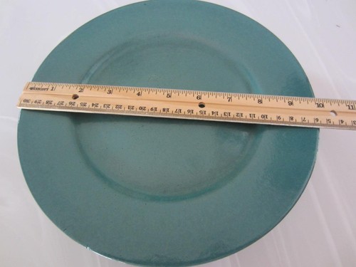 2 Paul Revere Pottery Sat Evening Girls Green Glaze 10" DINNER Plates Boston1920 - Picture 3 of 9