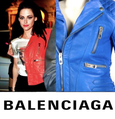 ジャケット BALENCIAGA Women Jackets 790888TQM16 BLUE Balenciaga 2013 Blue Leather Biker Moto Jacket 36 38 40 2 4