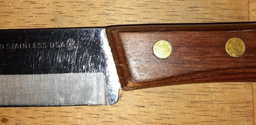 Vintage Ekco Stainless Steel 7.5" Blade 12" Knife Wood Handle USA Cutlery - Picture 10 of 10
