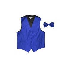 New Men's Tuxedo Vest Waistcoat Vertical Stripes Bowtie prom party Royal Blue