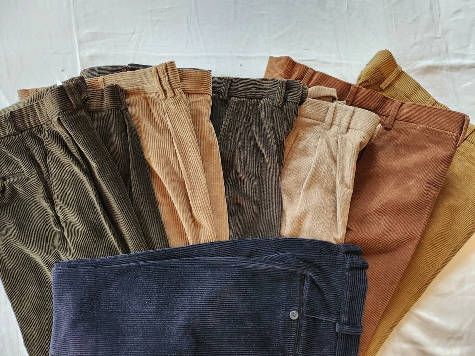 Calça Barry Bricken Masculina Veludo Cashmere Mescla Plana Mid Wale Lt Marrom 36X32 - Imagem 4 de 4