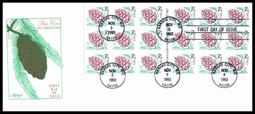 1993 Pine Cone booklet booklet pane of 18 Sc 2491a Artmaster premium cachet