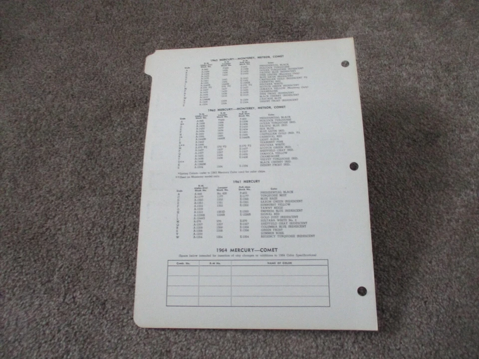 PAINT COLOUR REFERENCE 1964 MURCURY COMET PAINT CHIPS - Image 4 of 4