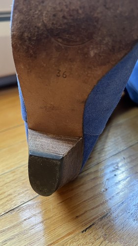 Vintage Blue Suede Boots - Women’s Size 5.5 / EUR 36 - Made & Purchased In Italy - Picture 11 of 12