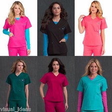 NEW WOMEN MED COUTURE NURSING UNIFORM SIGNATURE V-NECK SCRUB TOP XS-XL 8403