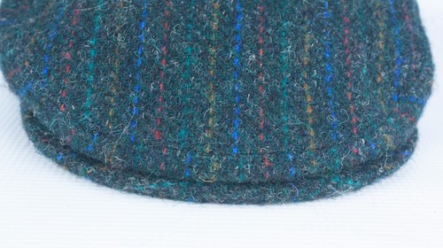 Harris Tweed Flat Cap Green Striped Size 7 1/4, 59, L Peaky Blinder Wool - Picture 9 of 13