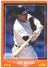 Luis Salazar 1988 Score Rookie & Traded #13T  Detroit Tigers  Baseball Card. rookie card picture