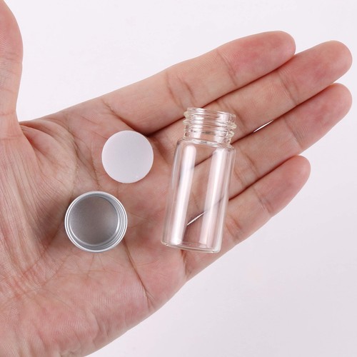 100 10ml Vials Small Mini Tiny Glass Bottles Clear Empty Jars with Aluminum Top - Picture 6 of 6