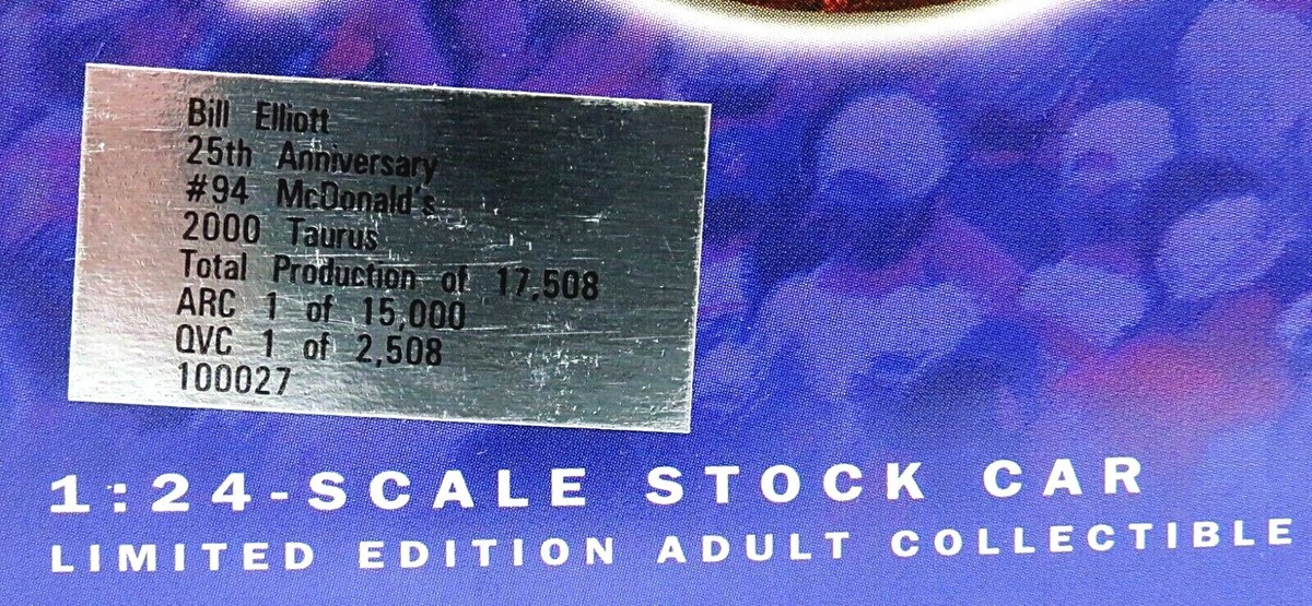 Action BILL ELLIOTT 25th Anniversary McDonald's/Coca-Cola