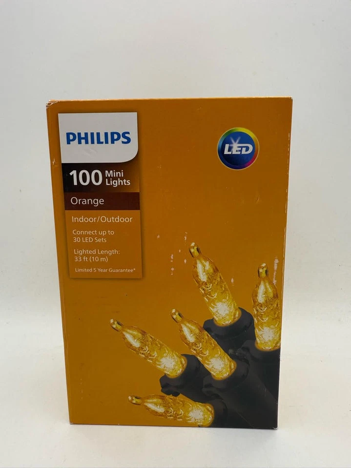 Philips LED 100 Mini Lights Indoor/Outdoor Orange - Perfect for Halloween - NEW - Image 2 of 4