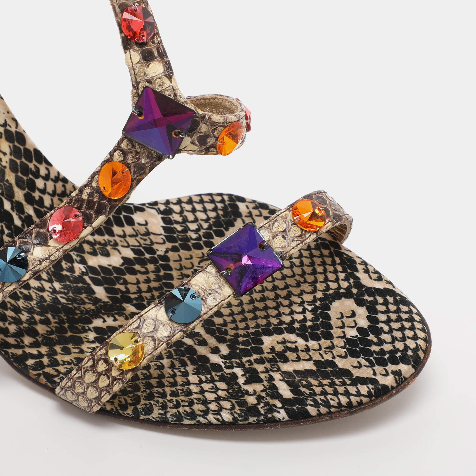 Dolce Gabbana Beige Python Leather Crystal Embell… - image 7