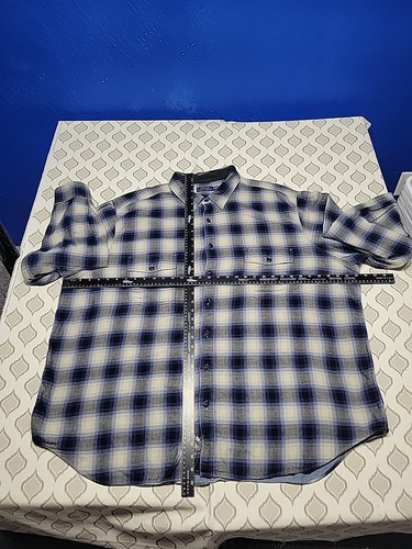 Polo Ralph Lauren Mens 4XB Big Tall Black Gray Blue Plaid Flannel Button Long - Picture 3 of 4