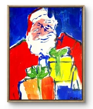 Aleph Original Art Santa 14x11 Contemporary Expressionist Painting