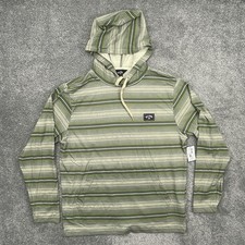 Billabong Hoodie Mens Large Green Striped Cedros Drawstring New