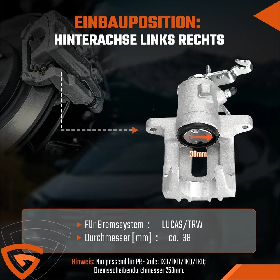 2x Bremssattel hinten für Audi A3 8P Seat Leon Skoda Octavia VW Golf 5 6 Jetta - Bild 3 von 4