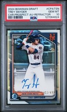 2024 Bowman Draft Chrome Refractor Auto Trey Snyder /499🔥PSA 10🔥POP 6🔥