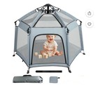Baby Playpen with Canopy, Portable 1-Click Set Up Baby Tent,Foldable Playpen for
