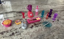 Barbie Doll Dream Kitchen Accessory Cups, Blender, Plate, Radio, Water 13 pc
