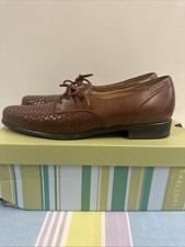 Zapatos para mujer Trotters tejidos Oxford Mattie de cuero coñac 8 S vintage EXCELENTES