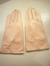 GENUINE LIGHT PINK LEATHER GLOVES S