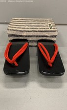 Japanese Geta Black Wooden Slip-On Sandals 27