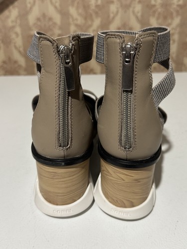 Sorel Women's Joanie III Sport Strap Wedge Sandals shoes Omega Taupe White 8.5 - Picture 7 of 12