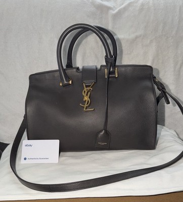 Saint Laurent Monogram Cabas Satchel Medium Blue Leather