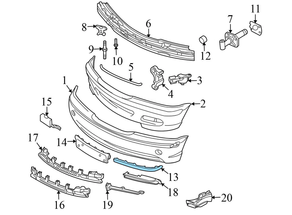 BMW 325XI 2001-2006 - Moldura de parachoques delantero izquierdo / moldura 7030607 Foto 4 de 4