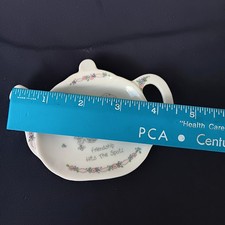 Precious Moments Tea Bag Holder Tidy Dish 1991 Teapot Shaped Porcelain Enesco