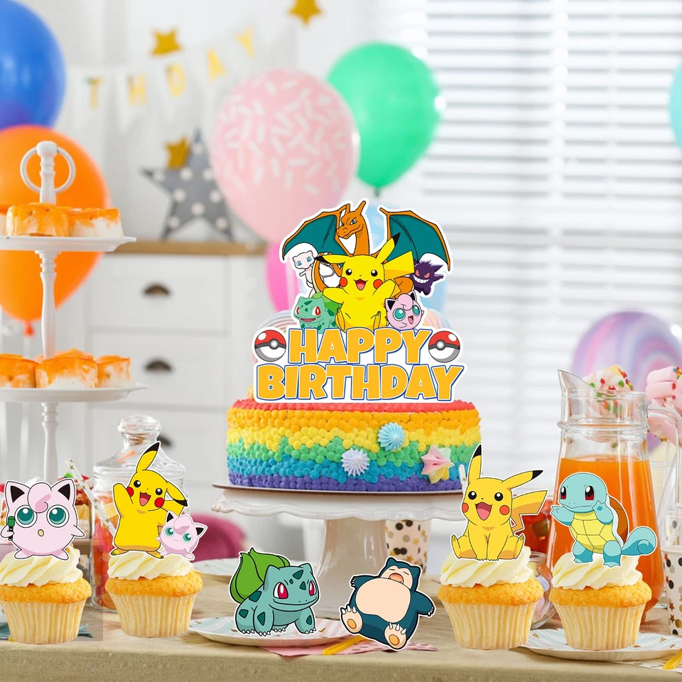 Украшение для дня рождения Pokemon Cupcake Toppers Pokemon товары для вечеринок Pikachu - Изображение 3 из 4