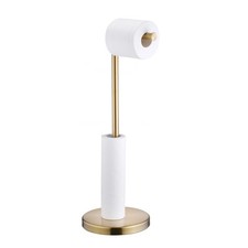 Toilet Paper Holder Stand with Storage, Brushed Gold, SUS304 Stainless Steel,...
