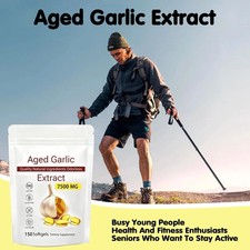 Odorless Garlic 7500mg Per Servings, 150 Softgels  2 Years Aged Garlic Extra...