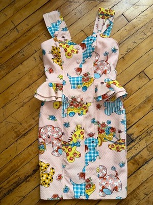 Moschino Jeremy Scott Spring 2022 patchwork baby toy pink dress tailored flirty