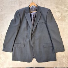 Gerald Austin Suit Jacket Mens 52 Long Gray Poly Viscose Check Single Vent 2 Btn