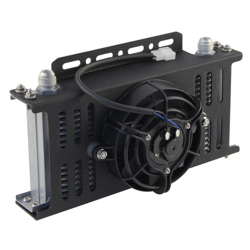 AN10 Universal 19 Row Oil Cooler + 5.5" Fan Kit New Mounting Bracket Kit Black - Picture 2 of 12