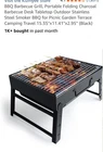 KIZMYEE 600 Black BBQ Portable Foldable Steel Charcoal Grill Camping Picnic 