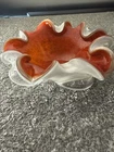 Vintage Italian Murano Cases Glass Bowl Bright Orange Or tangerine  Pre-owned