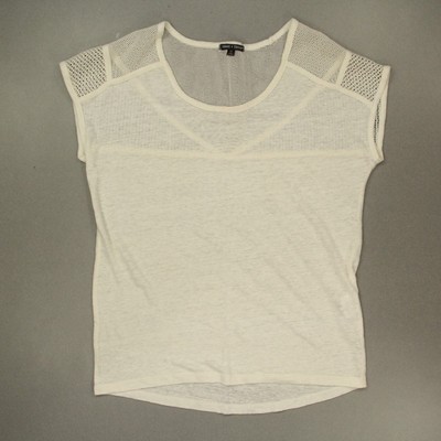 Threads 4 Thought Women's 100% Linen Mesh Tee Top Size XS Ecru Short Sleeve